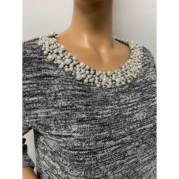 Karl Lagerfeld women top tweed grey with Pearl beads size S - Picture 2 of 12